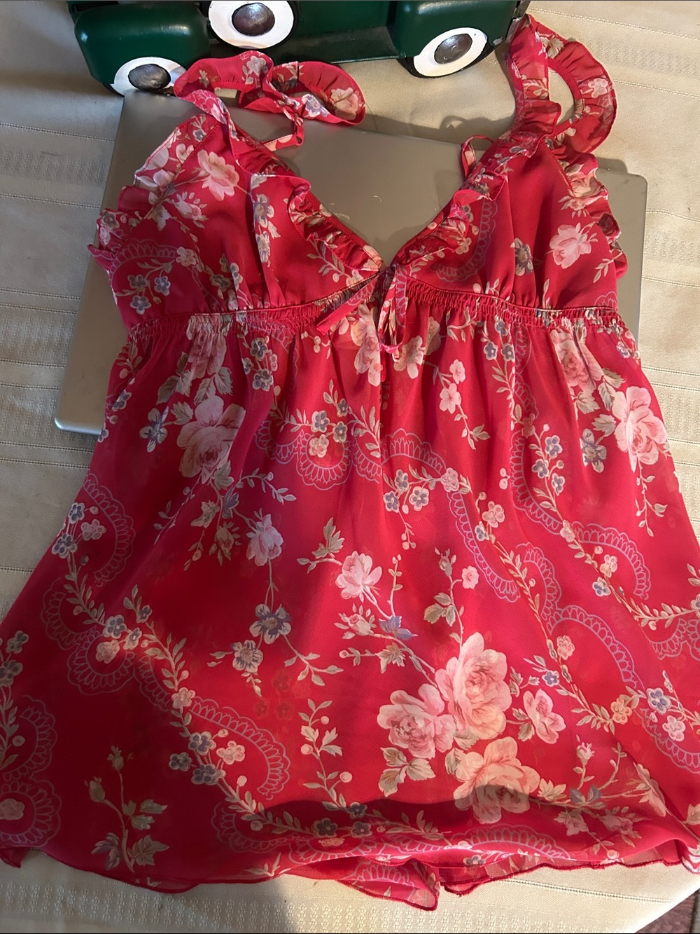 Victoria's Secret Red Floral Chemise Romper